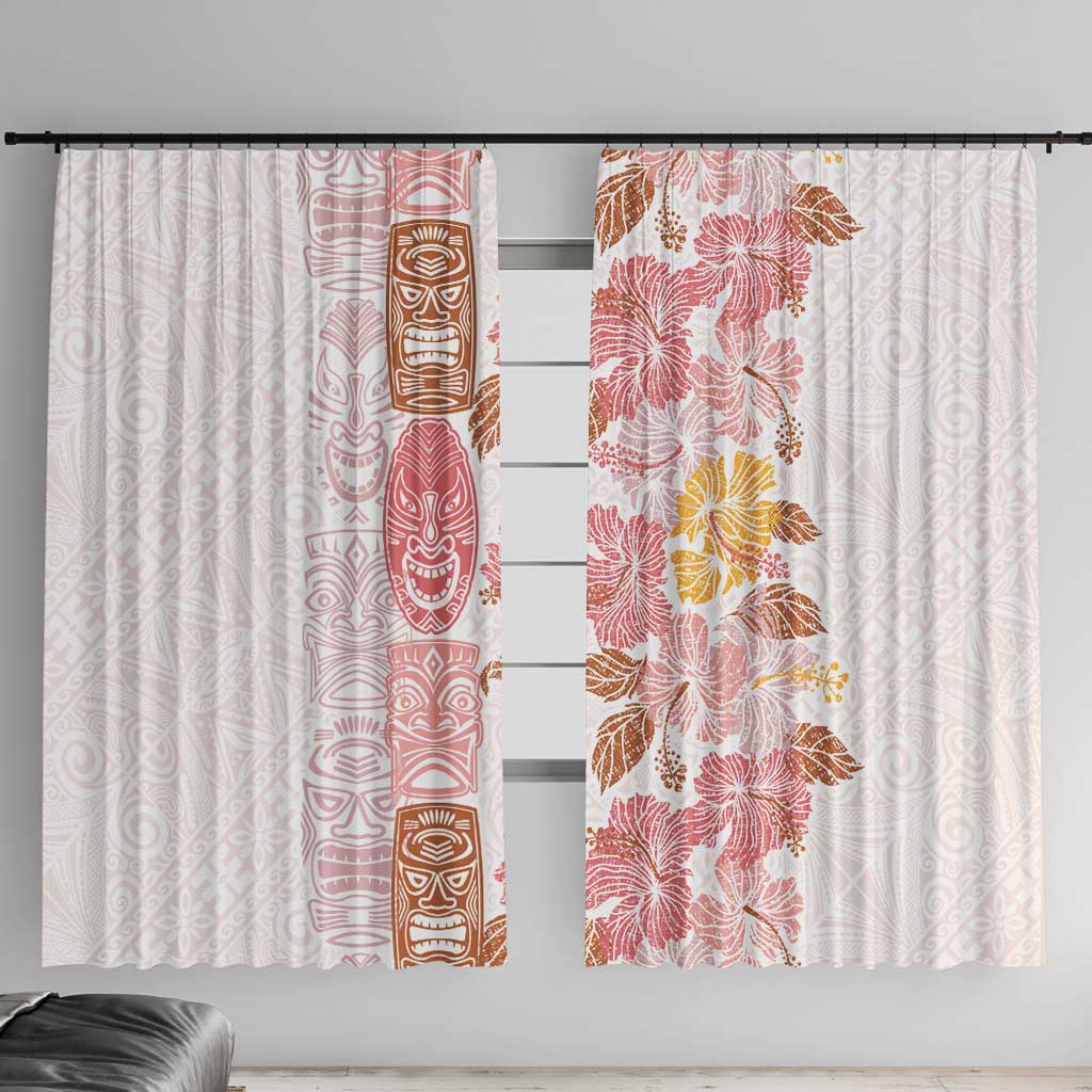 Christmas Aloha Hawaii Tiki Window Curtain Hibiscus Spring Colors LT7 With Hooks Pink - Polynesian Pride