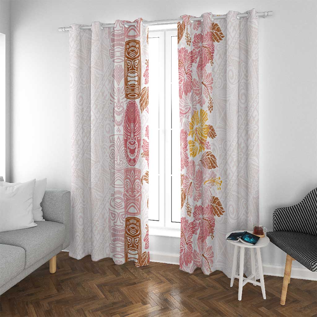 Christmas Aloha Hawaii Tiki Window Curtain Hibiscus Spring Colors LT7 With Grommets Pink - Polynesian Pride