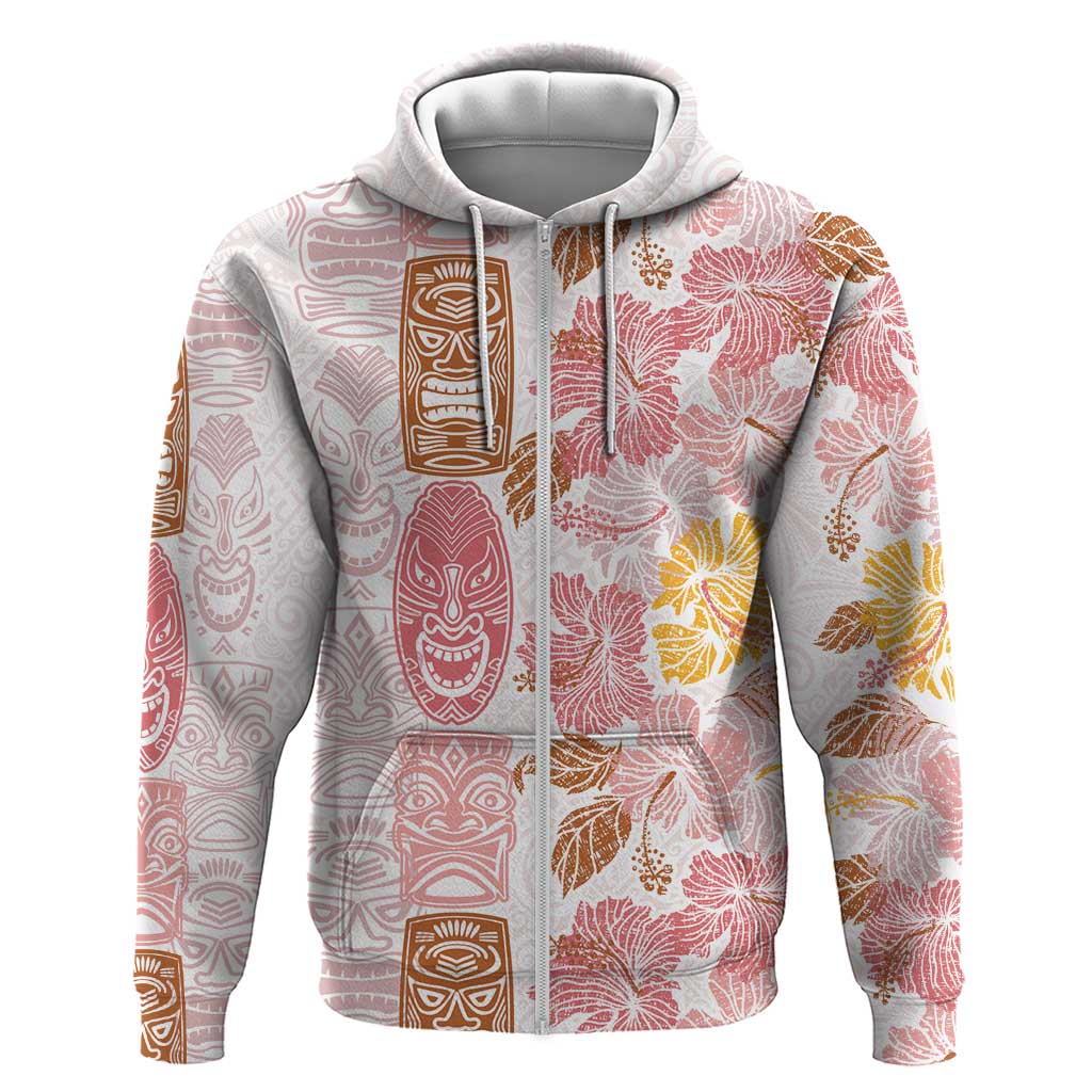 Christmas Aloha Hawaii Tiki Zip Hoodie Hibiscus Spring Colors - Polynesian Pride