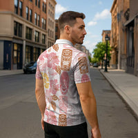 Christmas Aloha Hawaii Tiki Zipper Polo Shirt Hibiscus Spring Colors - Polynesian Pride