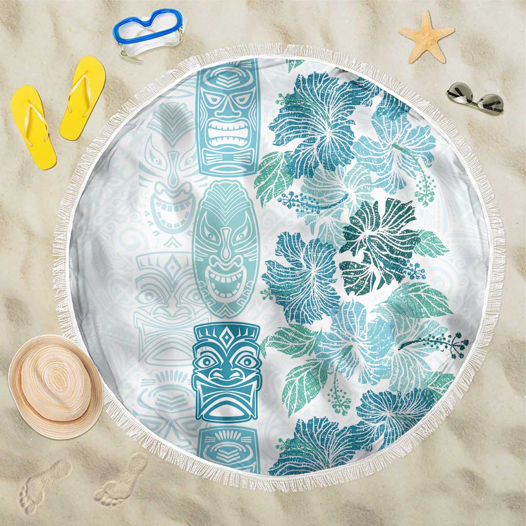 Christmas Aloha Hawaii Tiki Beach Blanket Hibiscus Summer Colors LT7 One Size 150cm Turquoise - Polynesian Pride