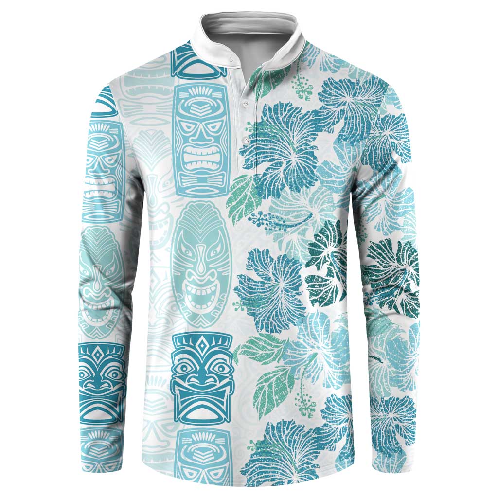 Christmas Aloha Hawaii Tiki Button Sweatshirt Hibiscus Summer Colors - Polynesian Pride