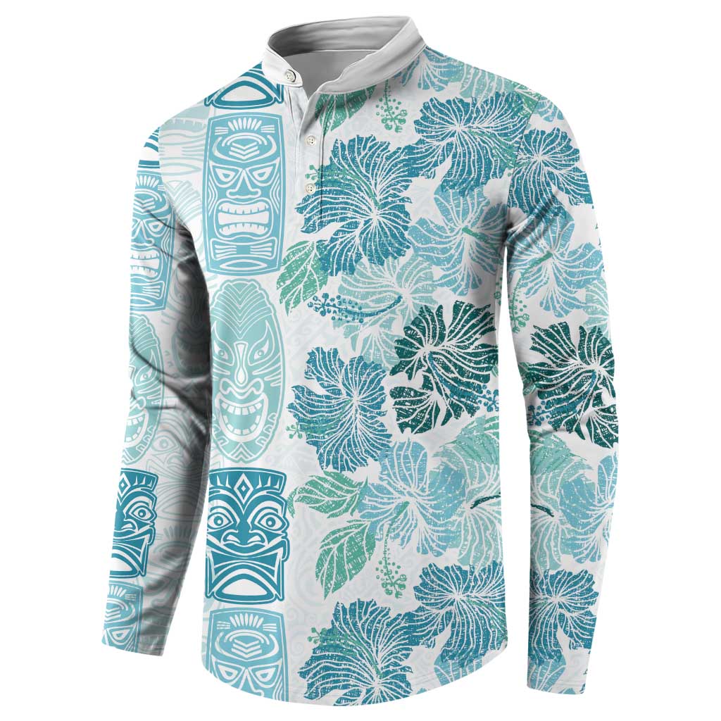 Christmas Aloha Hawaii Tiki Button Sweatshirt Hibiscus Summer Colors - Polynesian Pride