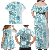 Christmas Aloha Hawaii Tiki Family Matching Off Shoulder Maxi Dress and Hawaiian Shirt Hibiscus Summer Colors - Polynesian Pride