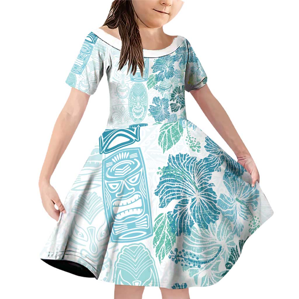 Christmas Aloha Hawaii Tiki Family Matching Off Shoulder Short Dress and Hawaiian Shirt Hibiscus Summer Colors - Polynesian Pride