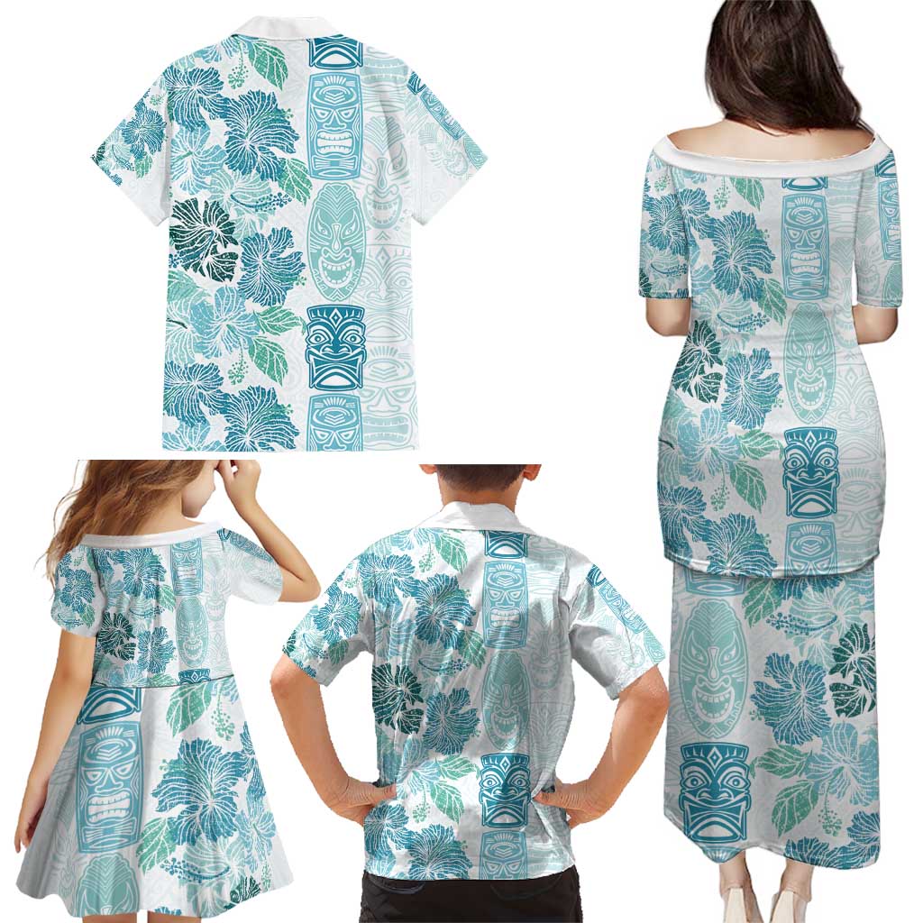 Christmas Aloha Hawaii Tiki Family Matching Puletasi and Hawaiian Shirt Hibiscus Summer Colors - Polynesian Pride