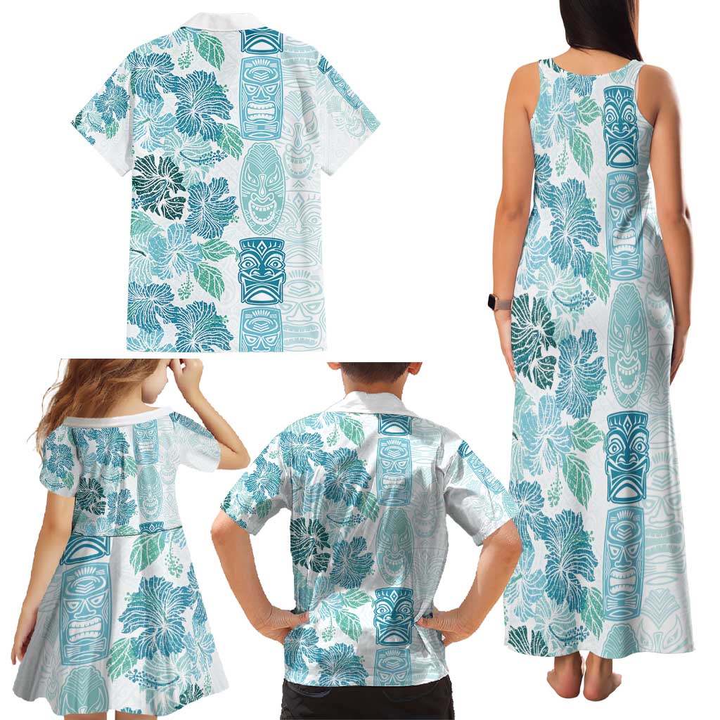 Christmas Aloha Hawaii Tiki Family Matching Tank Maxi Dress and Hawaiian Shirt Hibiscus Summer Colors - Polynesian Pride