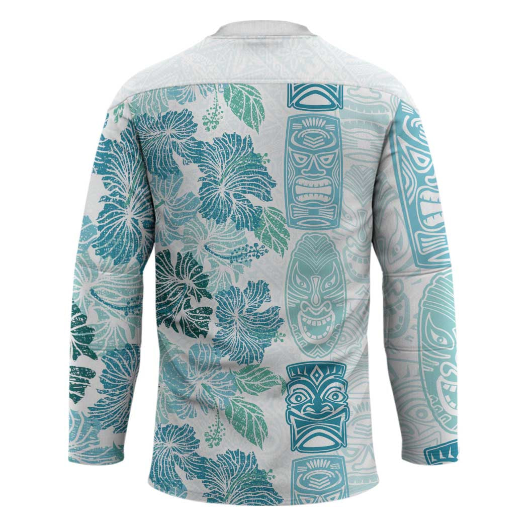 Christmas Aloha Hawaii Tiki Hockey Jersey Hibiscus Summer Colors - Polynesian Pride