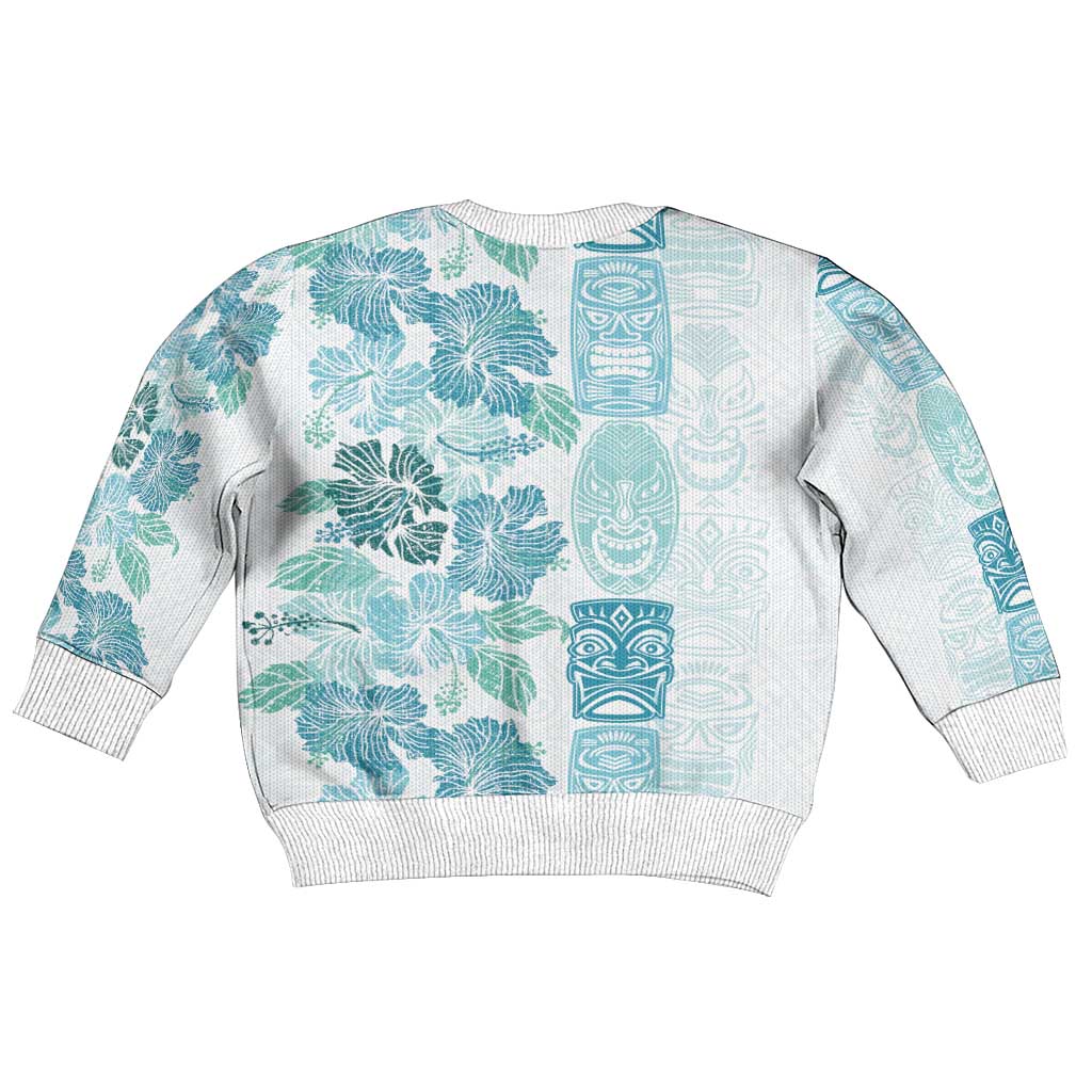 Christmas Aloha Hawaii Tiki Kid Ugly Christmas Sweater Hibiscus Summer Colors - Polynesian Pride