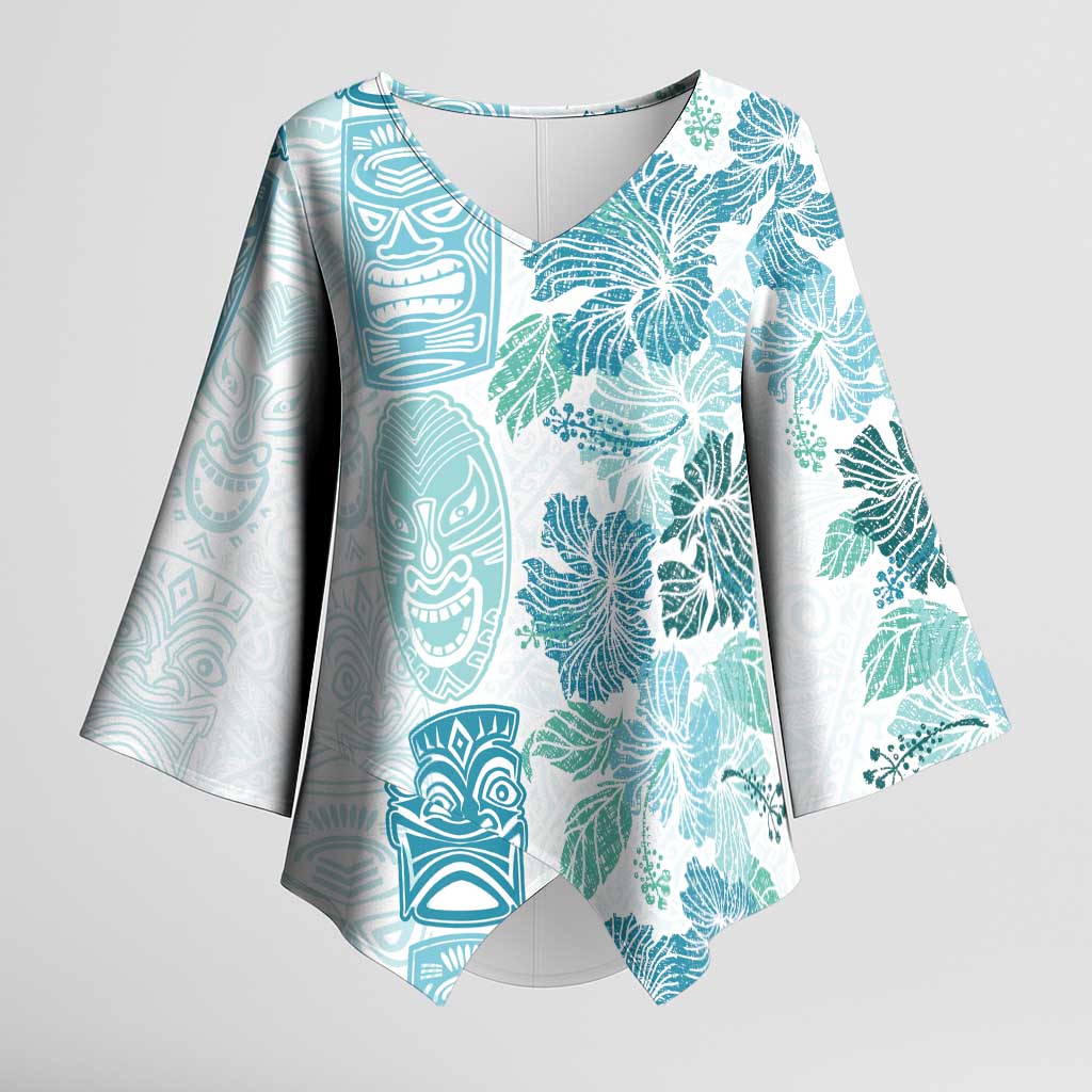 Christmas Aloha Hawaii Tiki Kimono Sleeve Blouse Hibiscus Summer Colors - Polynesian Pride