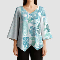 Christmas Aloha Hawaii Tiki Kimono Sleeve Blouse Hibiscus Summer Colors - Polynesian Pride