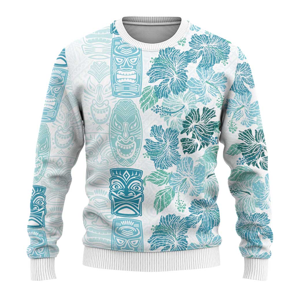 Christmas Aloha Hawaii Tiki Ugly Christmas Sweater Hibiscus Summer Colors - Polynesian Pride