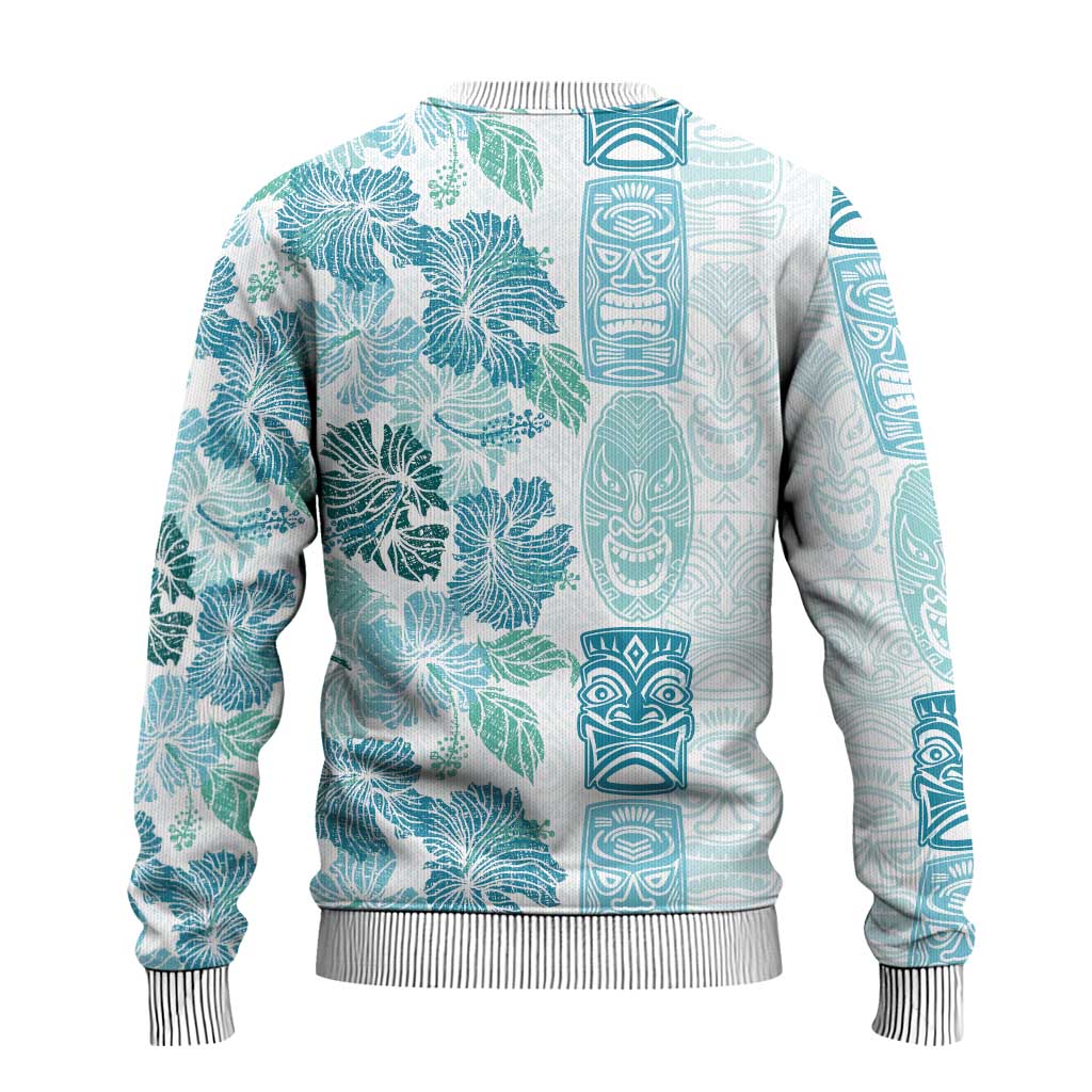 Christmas Aloha Hawaii Tiki Ugly Christmas Sweater Hibiscus Summer Colors - Polynesian Pride