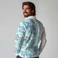 Christmas Aloha Hawaii Tiki Long Sleeve Polo Shirt Hibiscus Summer Colors - Polynesian Pride