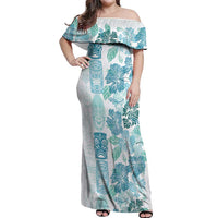Christmas Aloha Hawaii Tiki Off Shoulder Maxi Dress Hibiscus Summer Colors - Polynesian Pride
