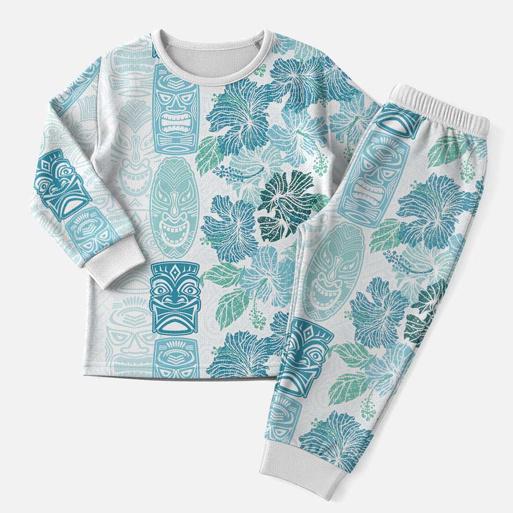 Christmas Aloha Hawaii Tiki Christmas Pajama Set Hibiscus Summer Colors - Polynesian Pride