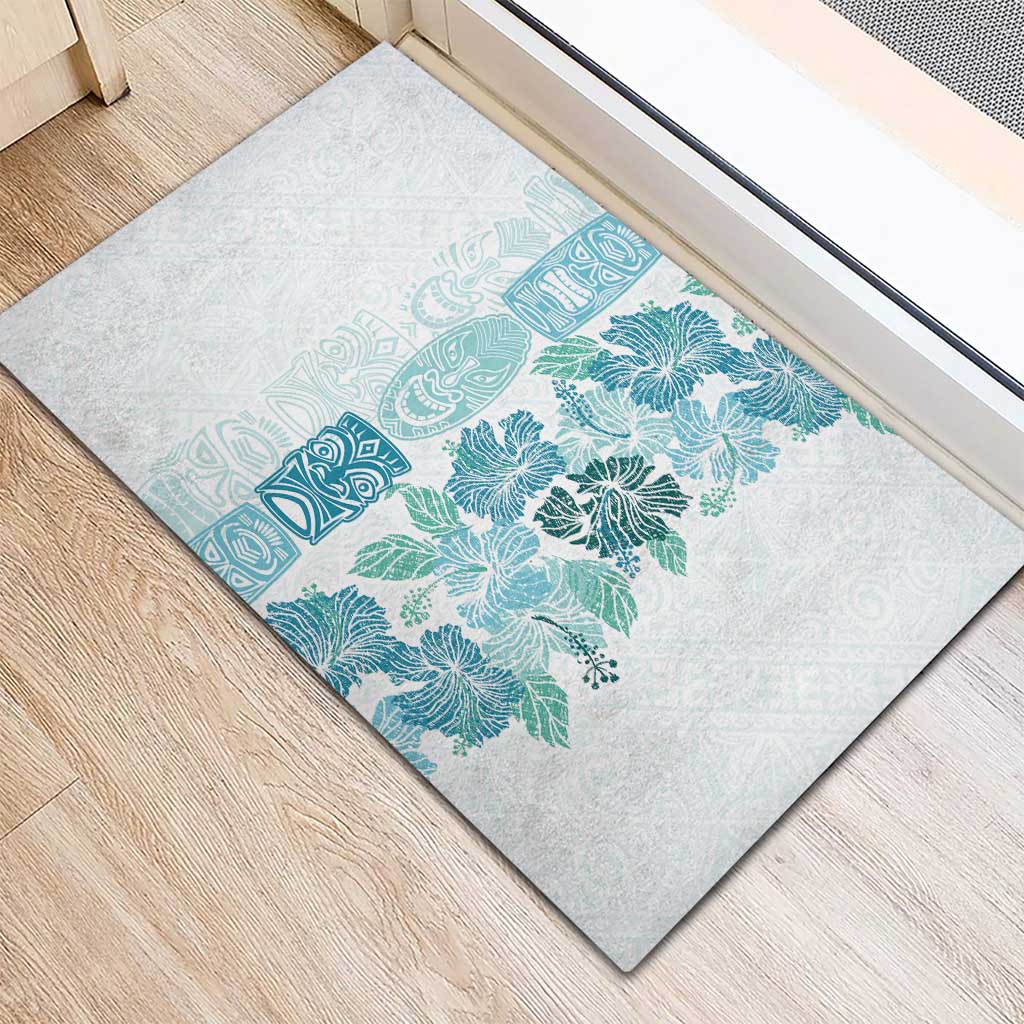 Christmas Aloha Hawaii Tiki Rubber Doormat Hibiscus Summer Colors - Polynesian Pride
