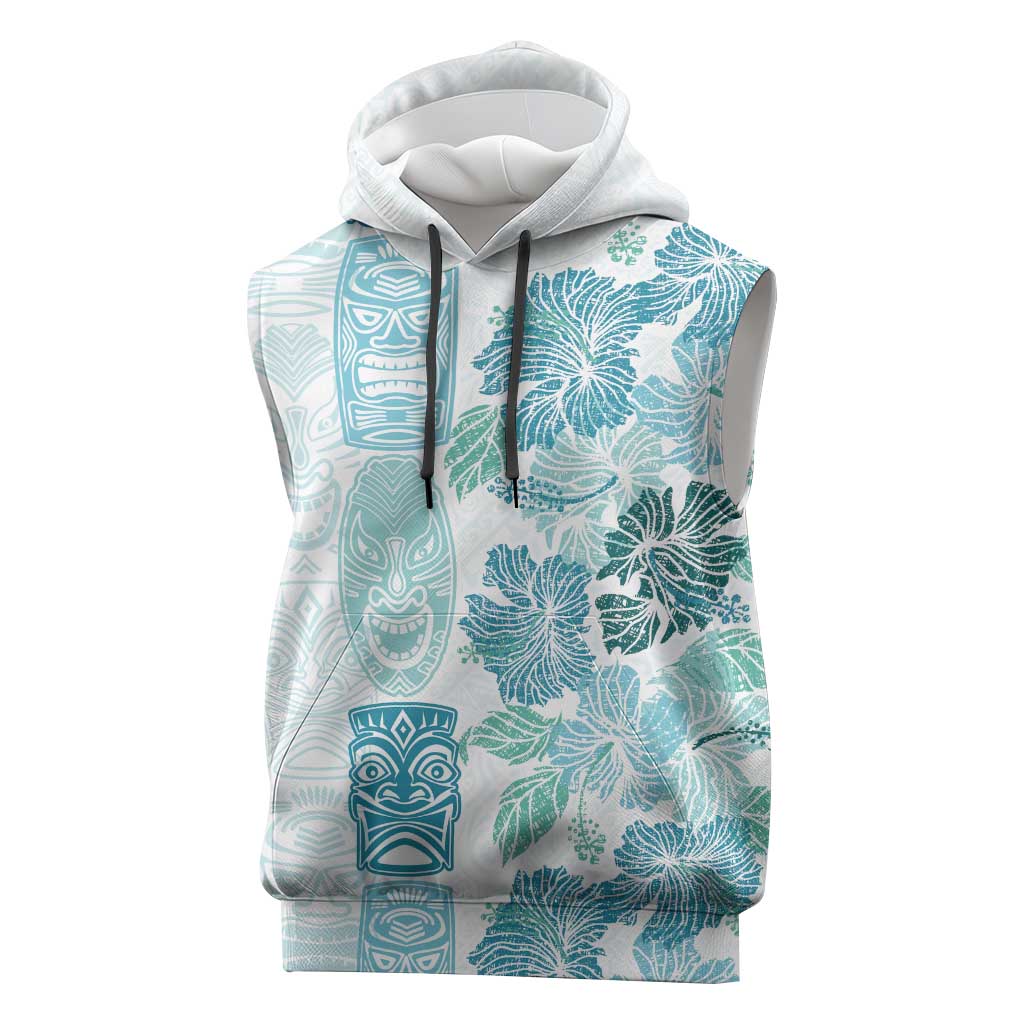 Christmas Aloha Hawaii Tiki Sleeveless Hoodie Hibiscus Summer Colors - Polynesian Pride