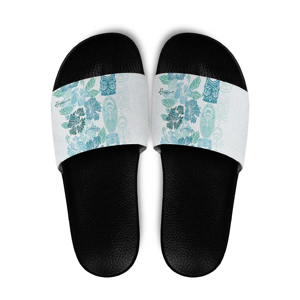 Christmas Aloha Hawaii Tiki Slide Sandals Hibiscus Summer Colors - Polynesian Pride