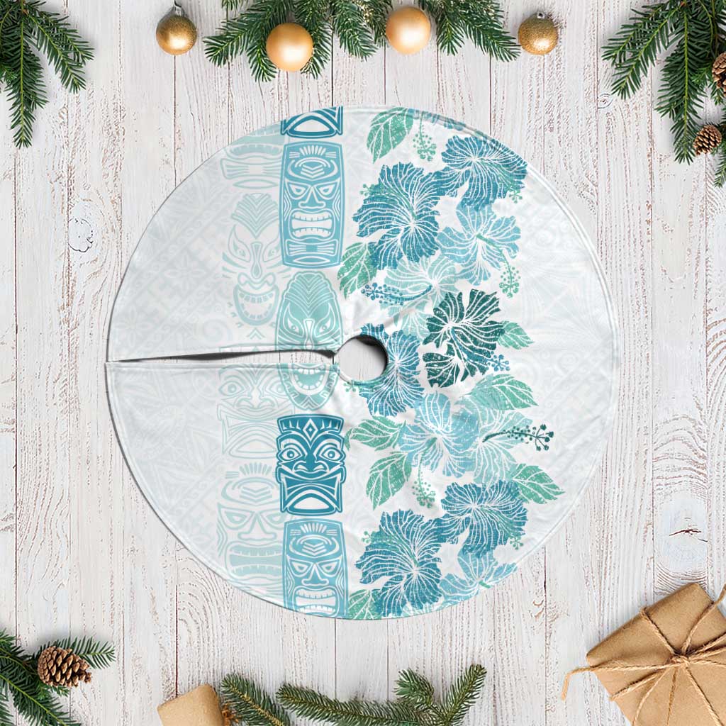Christmas Aloha Hawaii Tiki Tree Skirt Hibiscus Summer Colors - Polynesian Pride