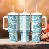 Christmas Aloha Hawaii Tiki Tumbler With Handle Hibiscus Summer Colors - Polynesian Pride