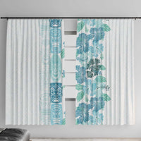 Christmas Aloha Hawaii Tiki Window Curtain Hibiscus Summer Colors LT7 With Hooks Turquoise - Polynesian Pride