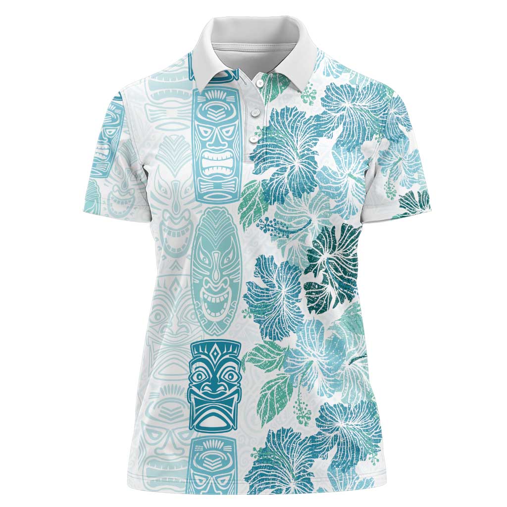 Christmas Aloha Hawaii Tiki Women Polo Shirt Hibiscus Summer Colors - Polynesian Pride