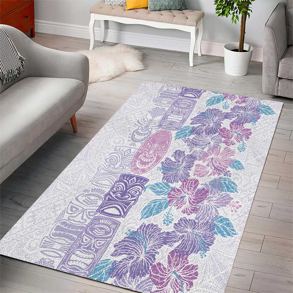 Christmas Aloha Hawaii Tiki Area Rug Hibiscus Winter Colors - Polynesian Pride