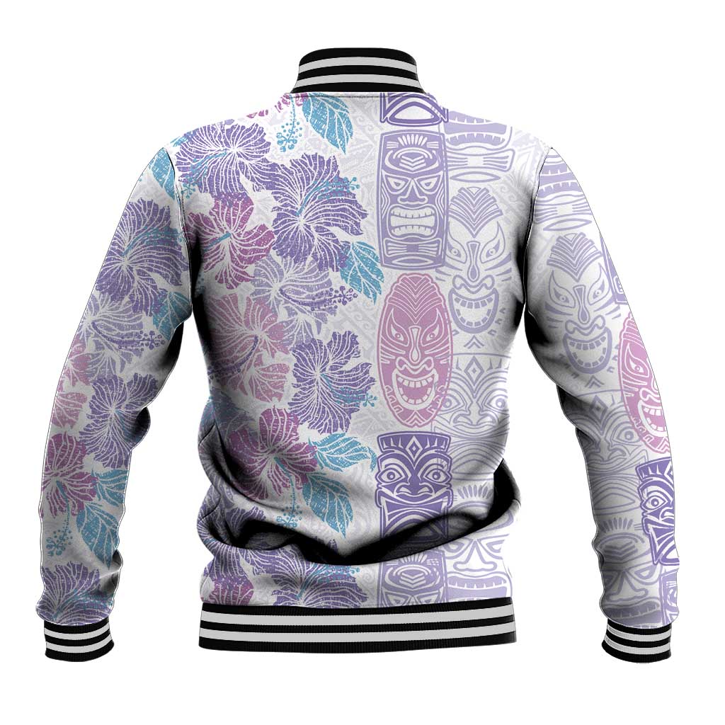 Christmas Aloha Hawaii Tiki Baseball Jacket Hibiscus Winter Colors - Polynesian Pride