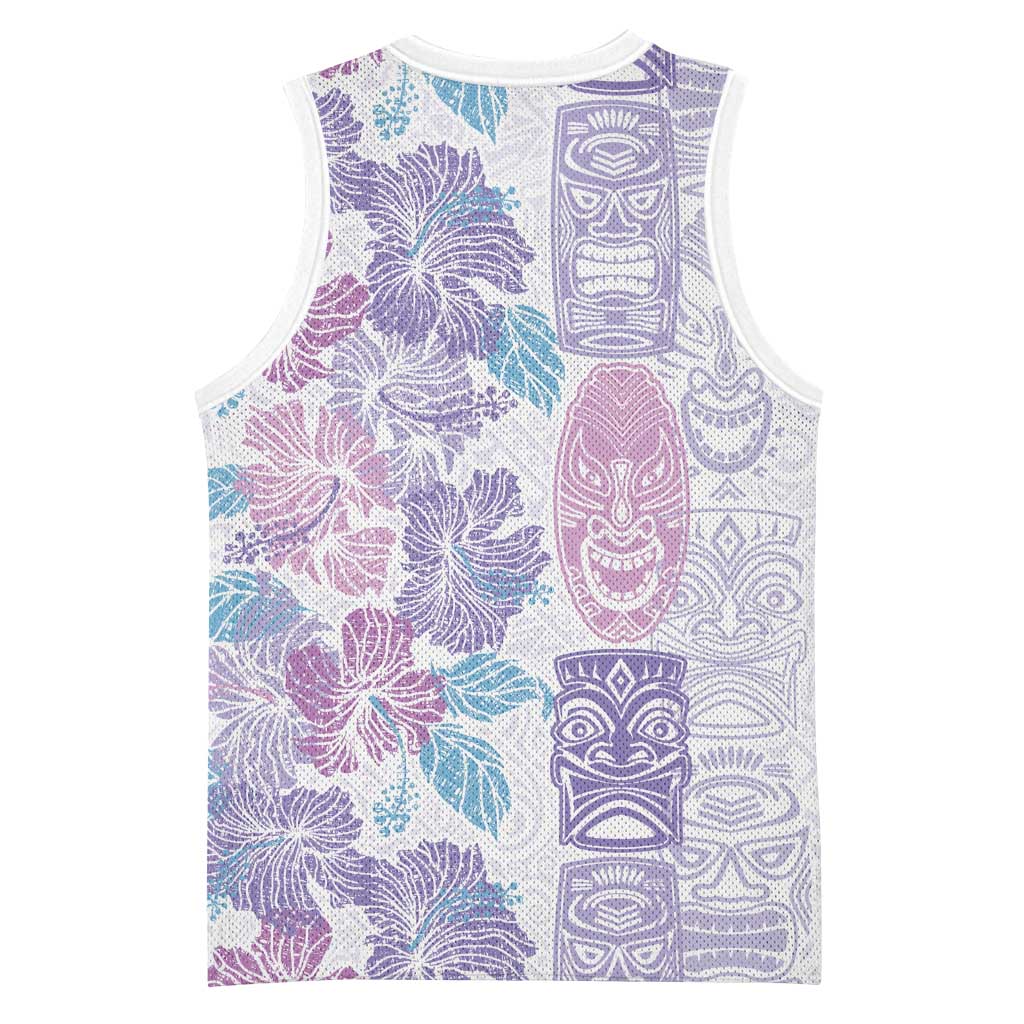 Christmas Aloha Hawaii Tiki Basketball Jersey Hibiscus Winter Colors - Polynesian Pride