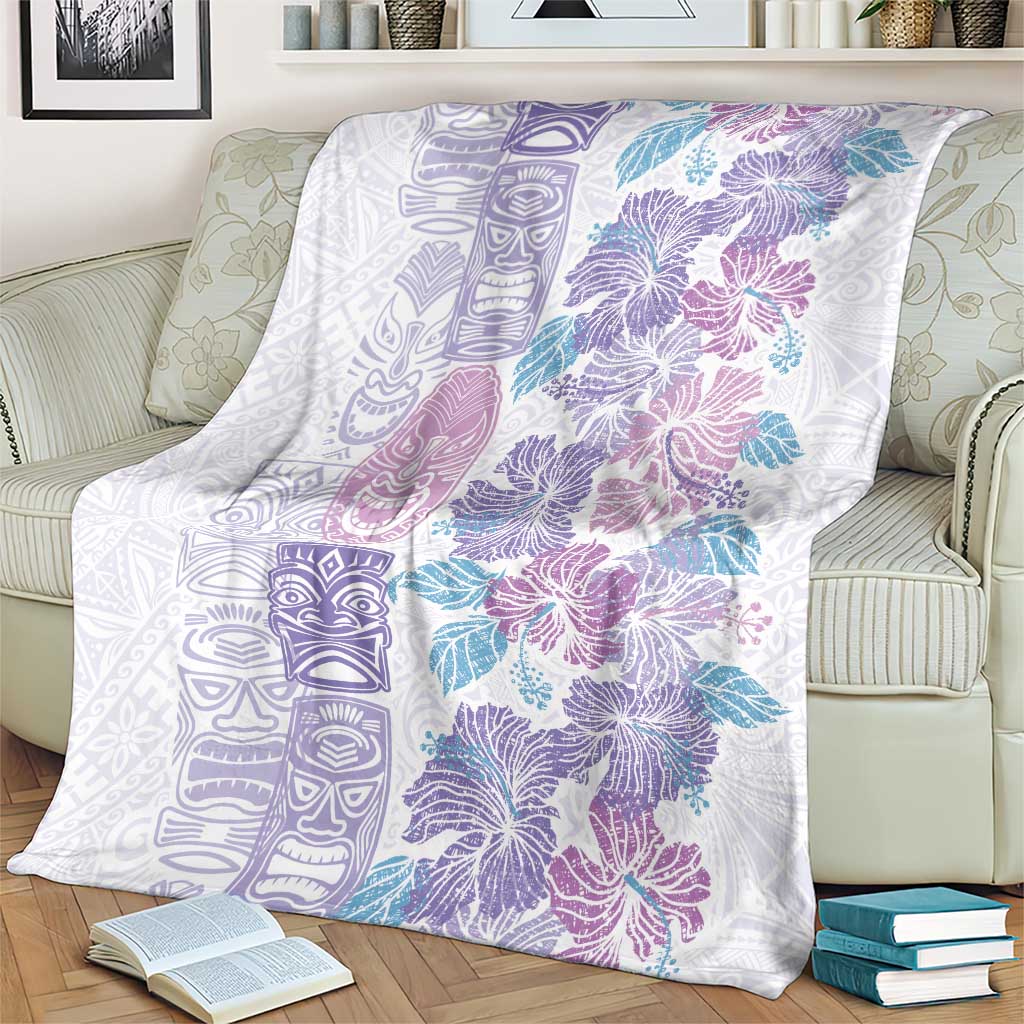 Christmas Aloha Hawaii Tiki Blanket Hibiscus Winter Colors - Polynesian Pride