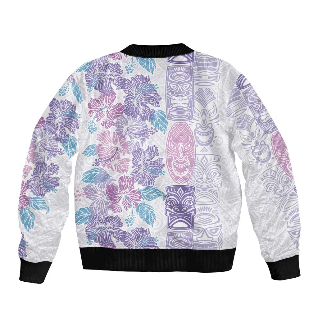 Christmas Aloha Hawaii Tiki Bomber Jacket Hibiscus Winter Colors LT7 - Polynesian Pride