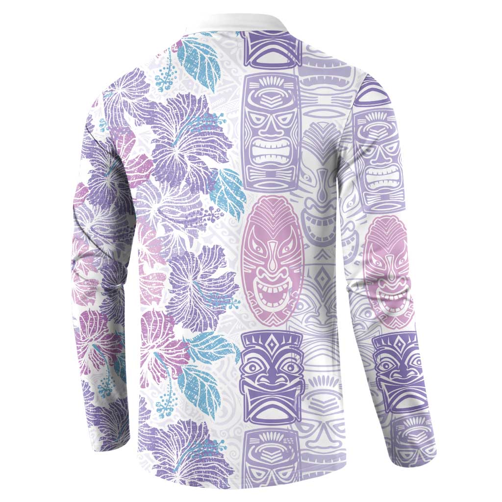 Christmas Aloha Hawaii Tiki Button Sweatshirt Hibiscus Winter Colors - Polynesian Pride