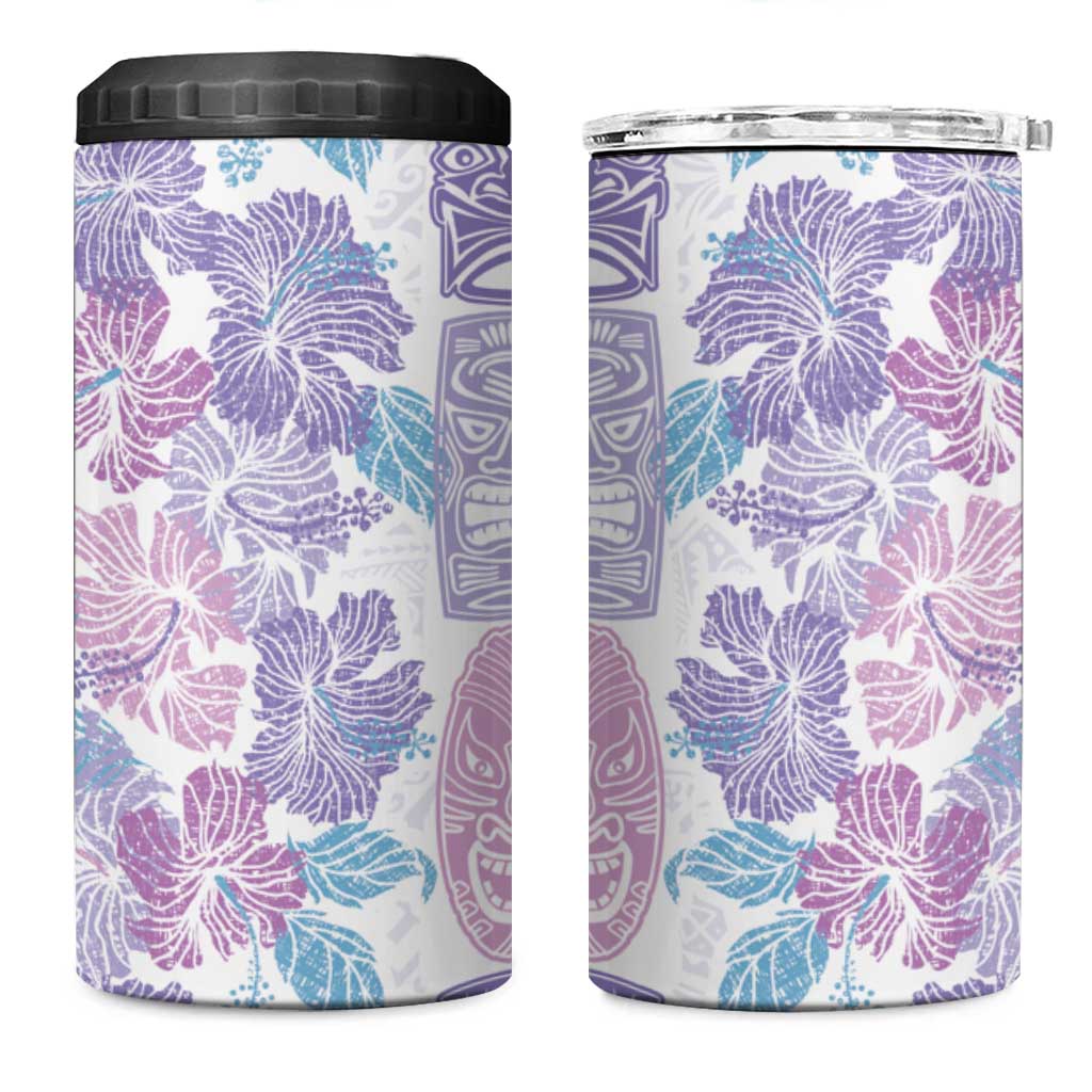 Christmas Aloha Hawaii Tiki 4 in 1 Can Cooler Tumbler Hibiscus Winter Colors - Polynesian Pride