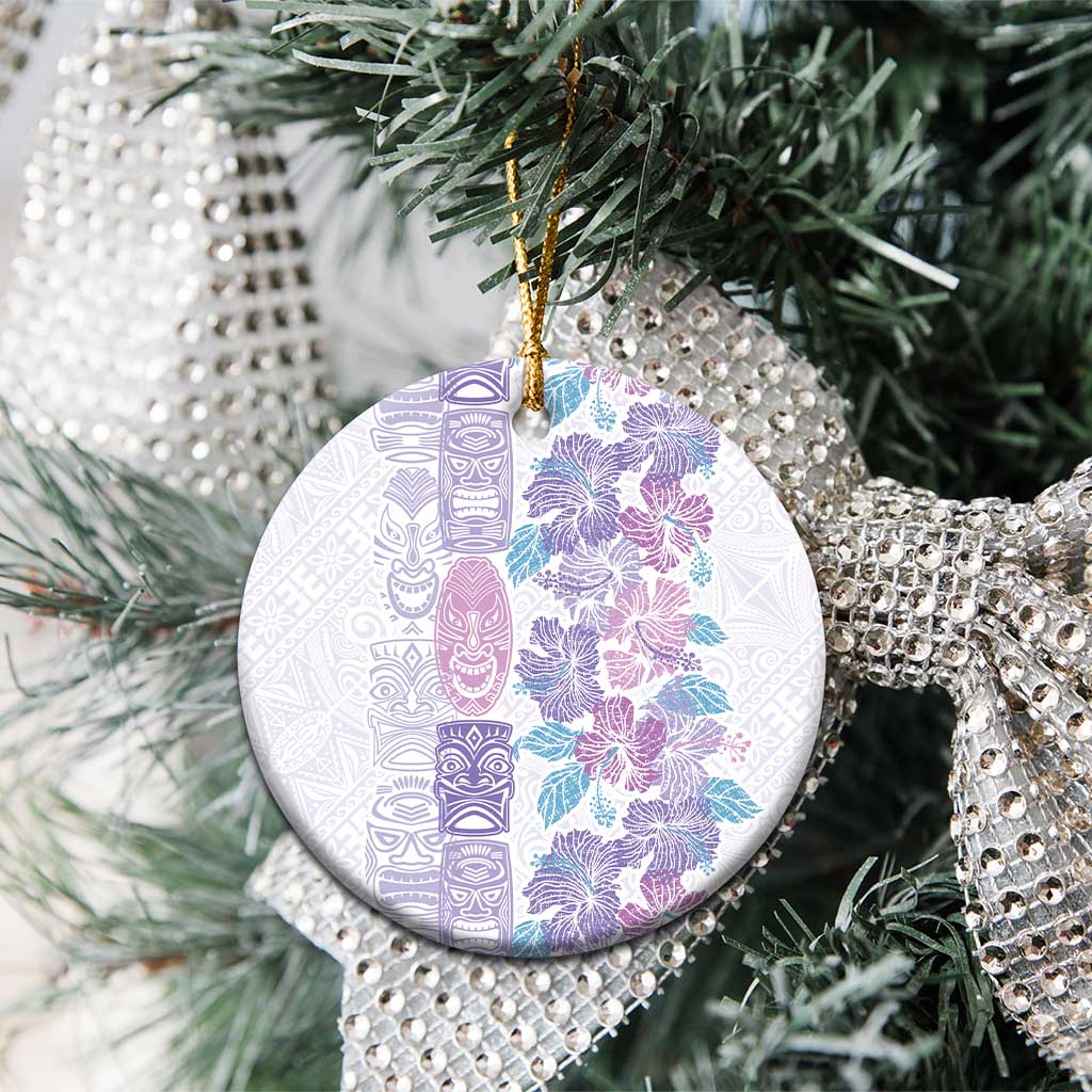 Christmas Aloha Hawaii Tiki Ceramic Ornament Hibiscus Winter Colors - Polynesian Pride