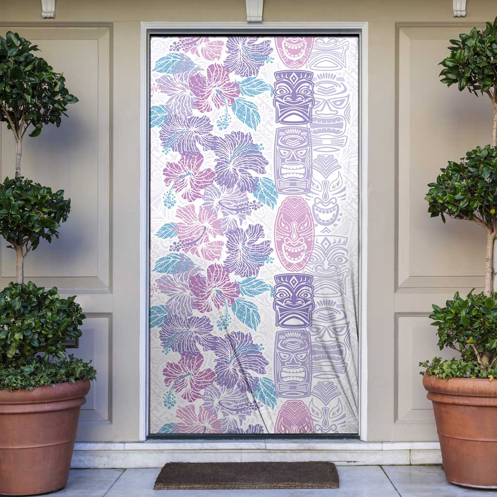 Christmas Aloha Hawaii Tiki Door Cover Hibiscus Winter Colors - Polynesian Pride