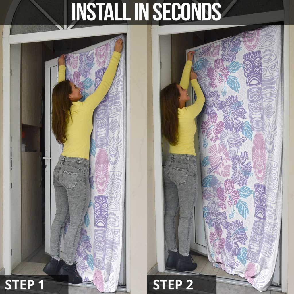 Christmas Aloha Hawaii Tiki Door Cover Hibiscus Winter Colors - Polynesian Pride