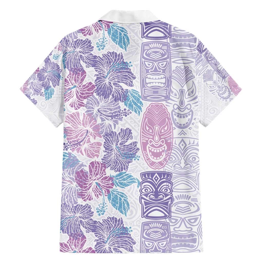 Christmas Aloha Hawaii Tiki Family Matching Long Sleeve Bodycon Dress and Hawaiian Shirt Hibiscus Winter Colors - Polynesian Pride