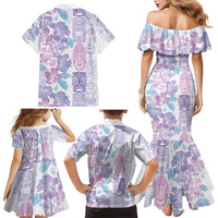 Christmas Aloha Hawaii Tiki Family Matching Mermaid Dress and Hawaiian Shirt Hibiscus Winter Colors - Polynesian Pride