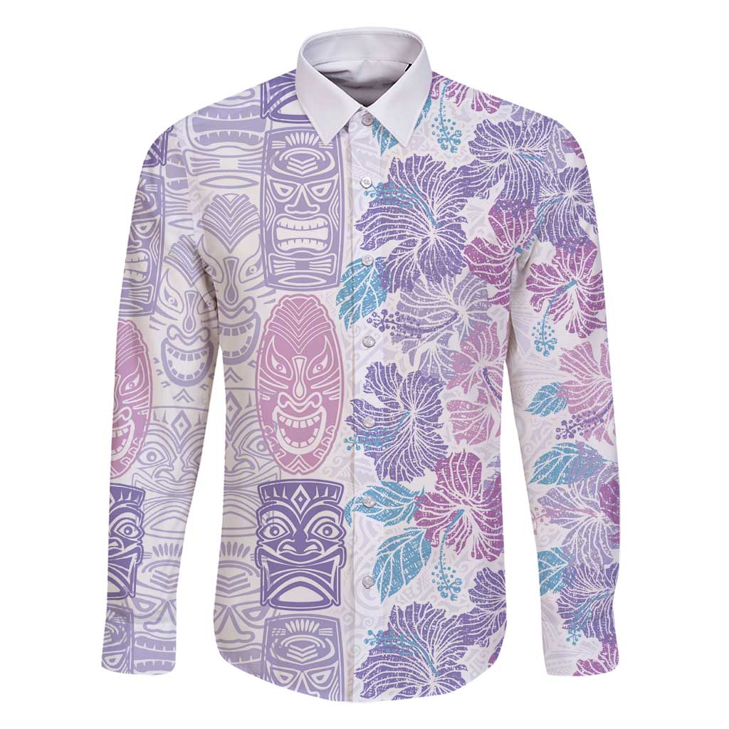 Christmas Aloha Hawaii Tiki Family Matching Off Shoulder Maxi Dress and Hawaiian Shirt Hibiscus Winter Colors - Polynesian Pride