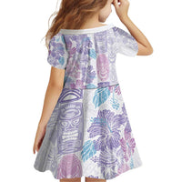 Christmas Aloha Hawaii Tiki Family Matching Off Shoulder Short Dress and Hawaiian Shirt Hibiscus Winter Colors - Polynesian Pride