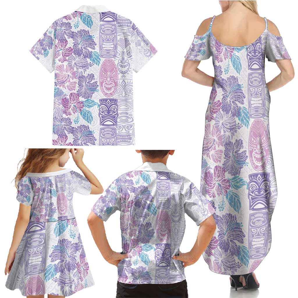 Christmas Aloha Hawaii Tiki Family Matching Summer Maxi Dress and Hawaiian Shirt Hibiscus Winter Colors - Polynesian Pride