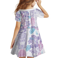 Christmas Aloha Hawaii Tiki Kid Short Sleeve Dress Hibiscus Winter Colors - Polynesian Pride