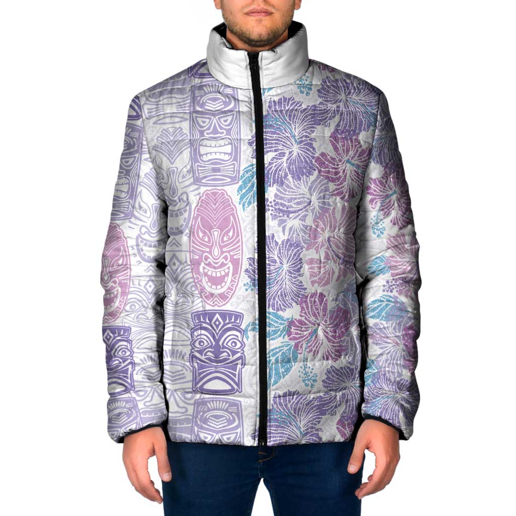 Christmas Aloha Hawaii Tiki Padded Jacket Hibiscus Winter Colors - Polynesian Pride