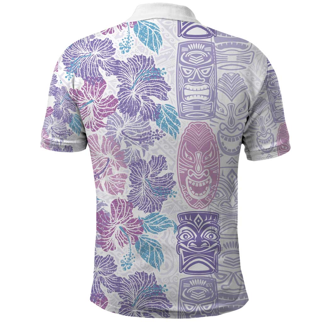Christmas Aloha Hawaii Tiki Polo Shirt Hibiscus Winter Colors - Polynesian Pride