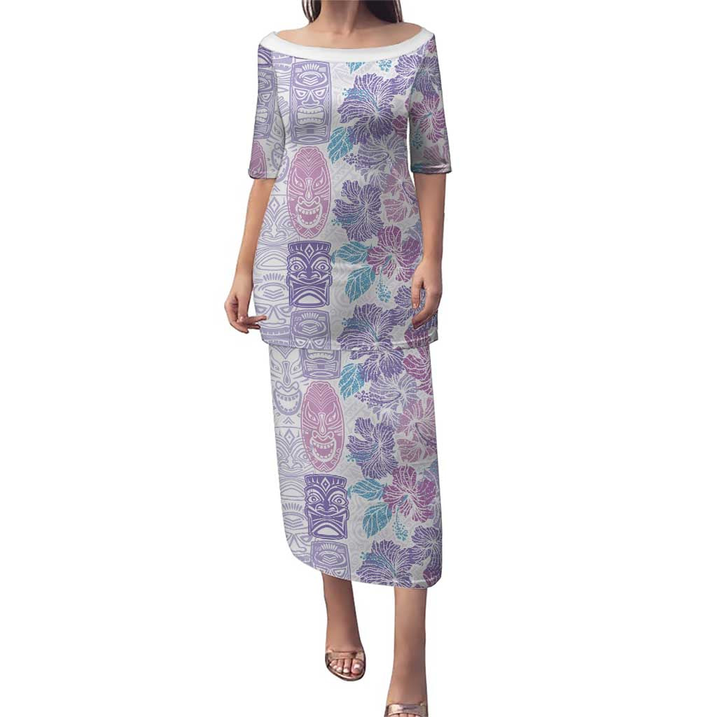 Christmas Aloha Hawaii Tiki Puletasi Hibiscus Winter Colors LT7 Long Dress Lavender - Polynesian Pride