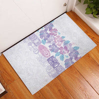 Christmas Aloha Hawaii Tiki Rubber Doormat Hibiscus Winter Colors - Polynesian Pride