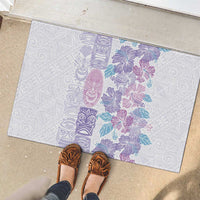 Christmas Aloha Hawaii Tiki Rubber Doormat Hibiscus Winter Colors - Polynesian Pride