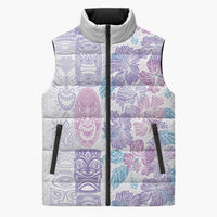 Christmas Aloha Hawaii Tiki Sleeveless Puffer Jacket Hibiscus Winter Colors - Polynesian Pride