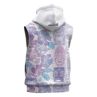 Christmas Aloha Hawaii Tiki Sleeveless Zip Hoodie Hibiscus Winter Colors - Polynesian Pride